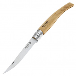 Нож складной филейный Opinel 10 Slim Inox 002559, 100 мм, бук