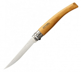 Нож складной филейный Opinel 10 Slim Inox 000517, 100 мм, бук