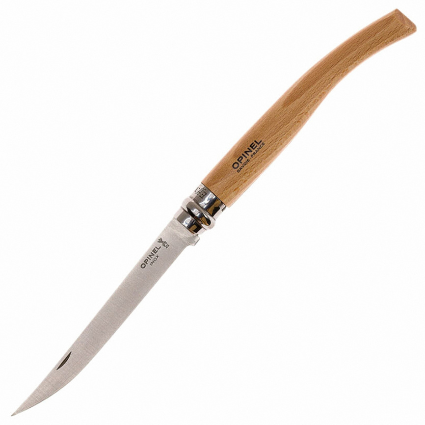 Нож складной филейный Opinel 12 Slim Inox 000518, 120 мм, бук фото 1
