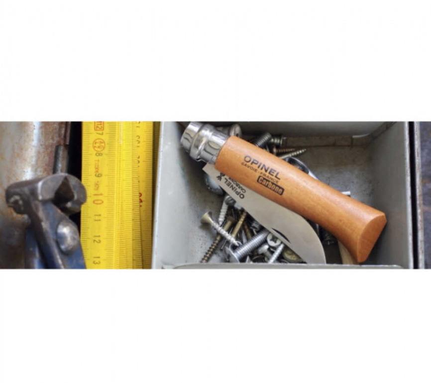 Нож складной Opinel 9 Tradition Carbone 113090, 90 мм, бук фото 2
