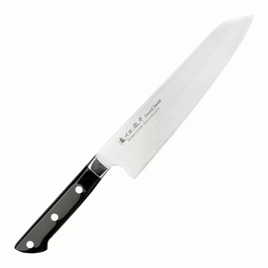 Нож кухонный шеф Satake Stainless Bolster 802-802, 210 мм,  черный фото 1