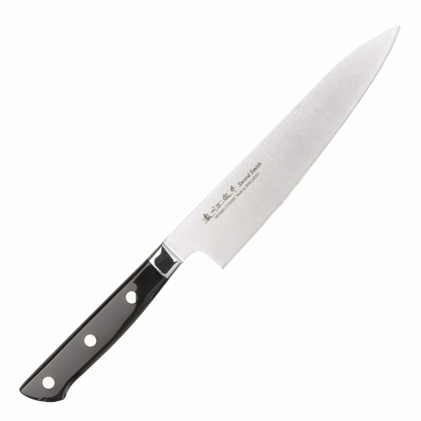 Нож кухонный универсальный Satake Stainless Bolster 802-819, 150 мм,  черный фото 1