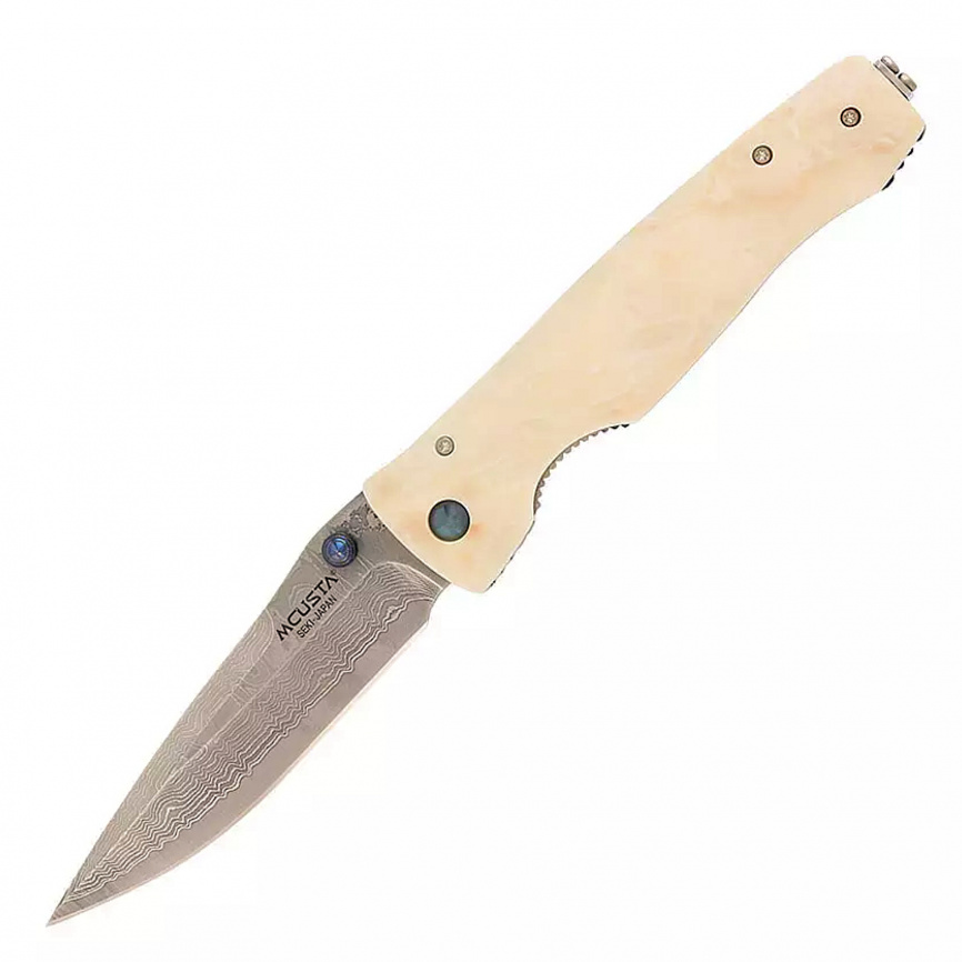 Нож складной Mcusta Tactility Elite Damascus MC-0126D, 94 мм, белый фото 1