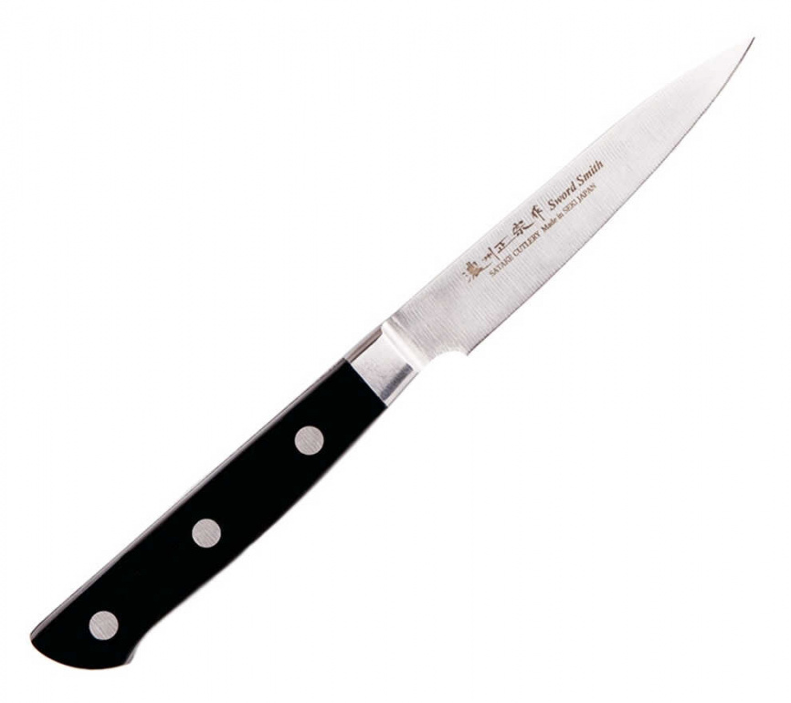 Нож кухонный овощной Satake Stainless Bolster 802-796, 100 мм,  черный фото 1